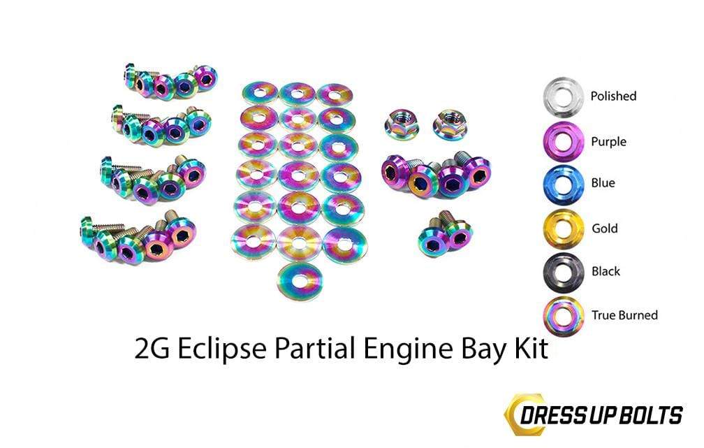 Mitsubishi 2G Eclipse (1995-1999) Titanium Dress Up Bolts Partial Engine Bay Kit - DressUpBolts.com