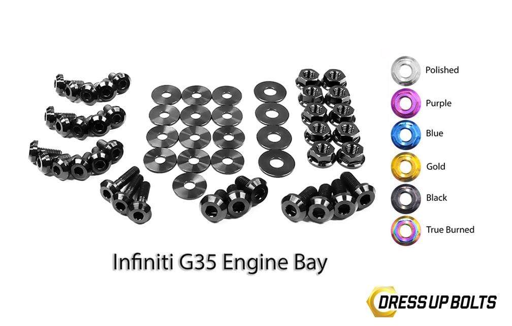 Infiniti G35 Coupe and Sedan (2003-2007) V35 Titanium Dress Up Bolts Engine Bay Kit - DressUpBolts.com