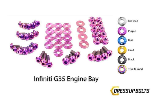 Infiniti G35 Coupe and Sedan (2003-2007) V35 Titanium Dress Up Bolts Engine Bay Kit - DressUpBolts.com