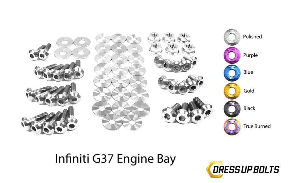 Infiniti G37 Coupe and Sedan (2008-2013) V36 Titanium Dress Up Bolts Engine Bay Kit - DressUpBolts.com