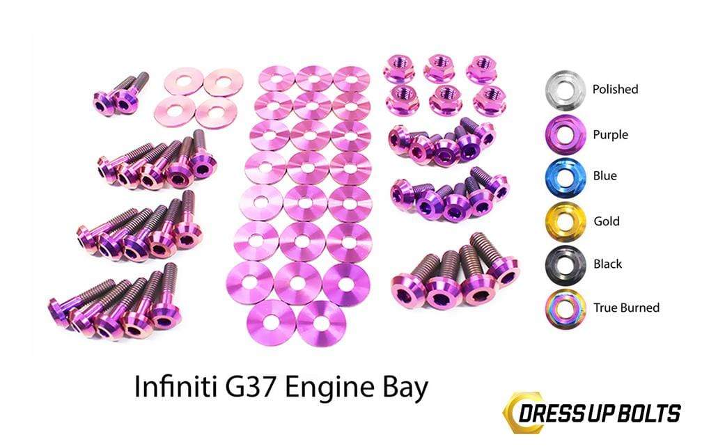 Infiniti G37 Coupe and Sedan (2008-2013) V36 Titanium Dress Up Bolts Engine Bay Kit - DressUpBolts.com