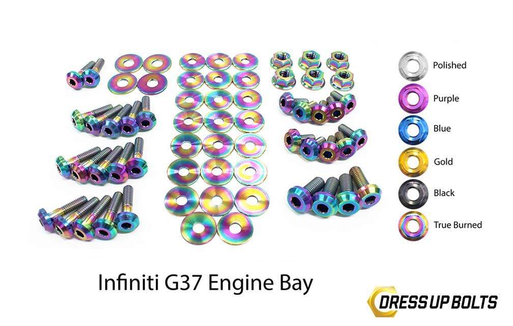 Infiniti G37 Coupe and Sedan (2008-2013) V36 Titanium Dress Up Bolts Engine Bay Kit - DressUpBolts.com