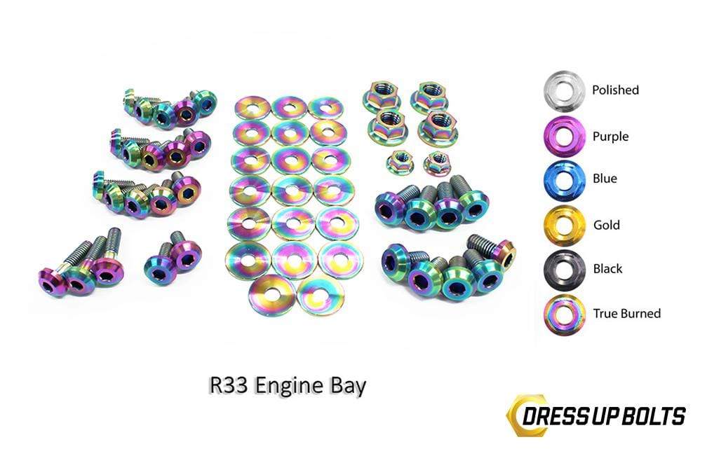 Nissan Skyline R33 (1993-1998) Titanium Dress Up Bolts Engine Bay Kit - DressUpBolts.com