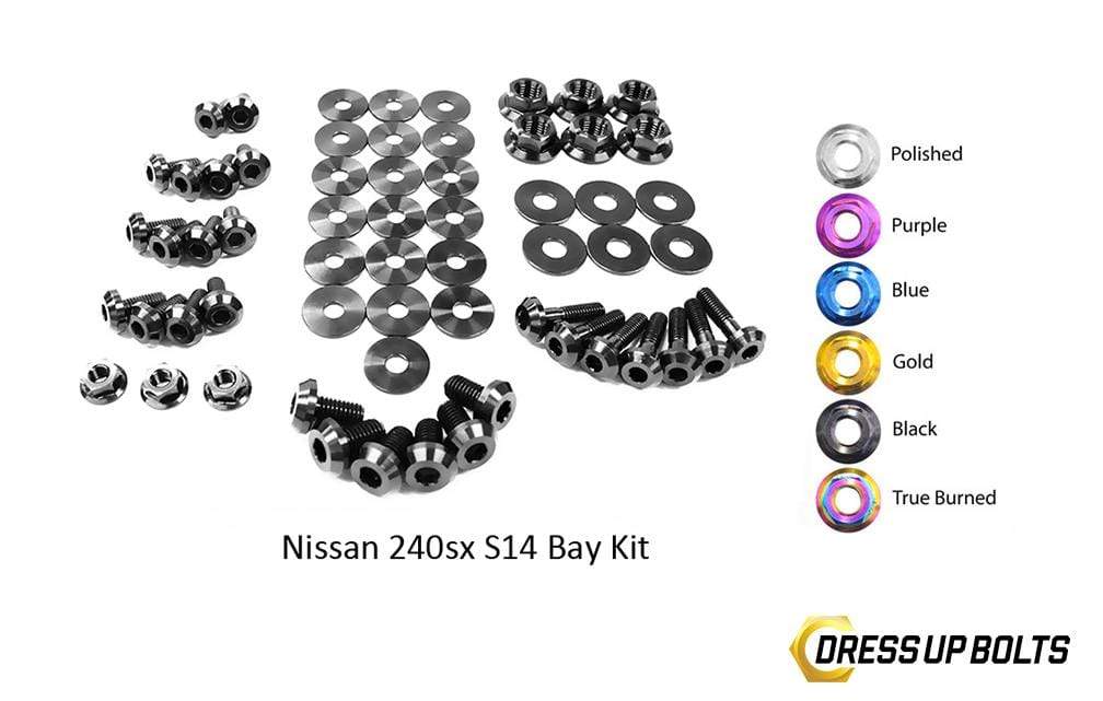 Nissan S14 240sx (1995-1998) Titanium Dress Up Bolts Engine Bay Kit - DressUpBolts.com