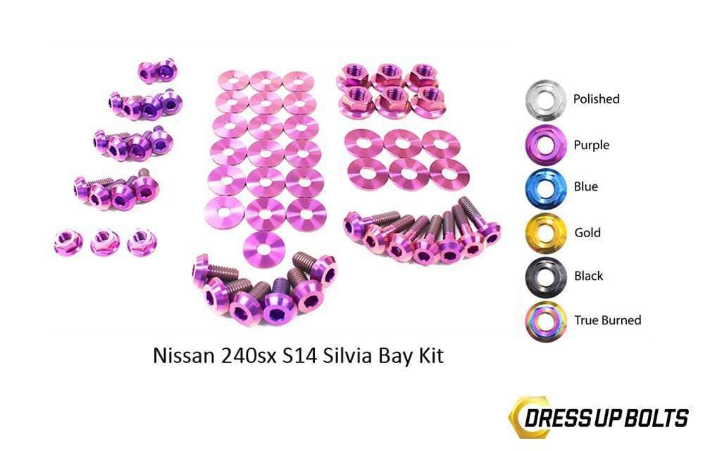 Nissan S14 240sx (1995-1998) Titanium Dress Up Bolts Engine Bay Kit - DressUpBolts.com