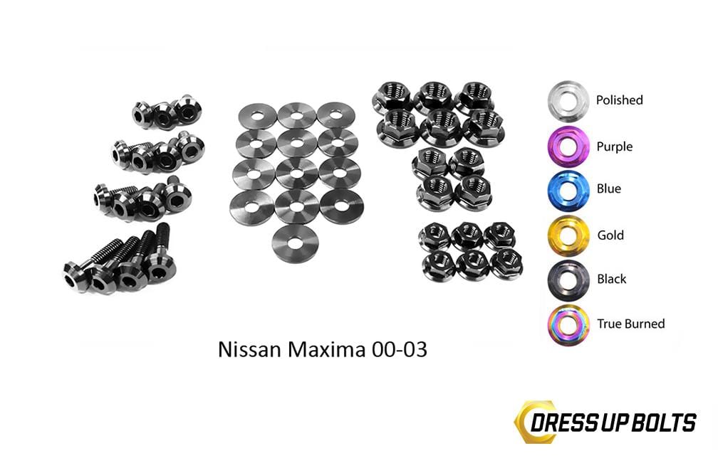 Nissan Maxima (2000-2003) Titanium Dress Up Bolts Engine Bay Kit - DressUpBolts.com