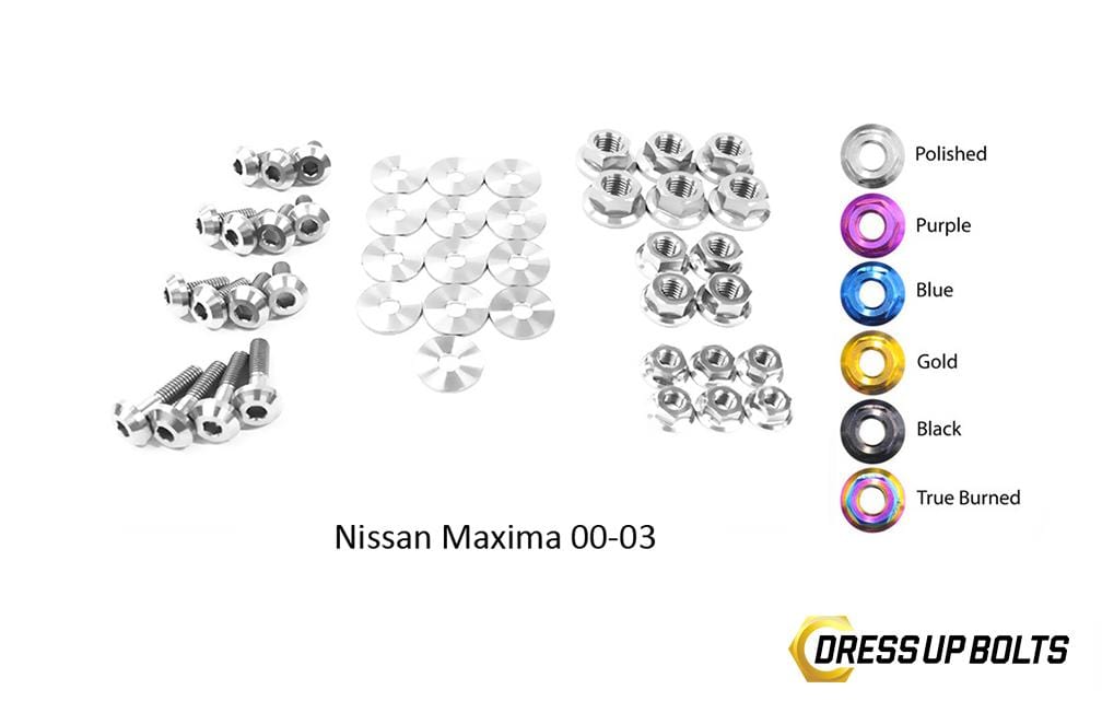 Nissan Maxima (2000-2003) Titanium Dress Up Bolts Engine Bay Kit - DressUpBolts.com