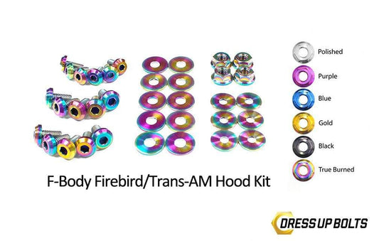 Pontiac Firebird/Trans Am (1998-2002) F-Body Titanium Dress Up Bolts Hood Kit - DressUpBolts.com