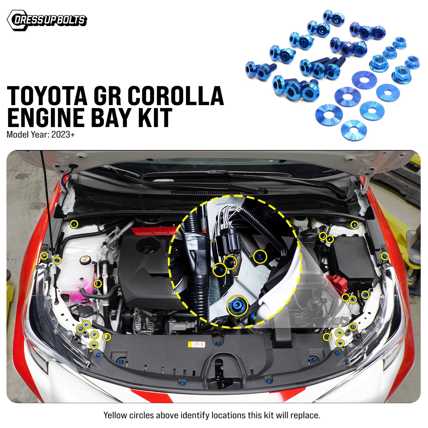 Dress Up Bolts Titanium Hardware Engine Bay Kit - Toyota GR Corolla (2023+)