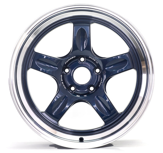 Volk 21C 18x9.5 +20 Mag Blue/Diamond cut lip 5X114.3