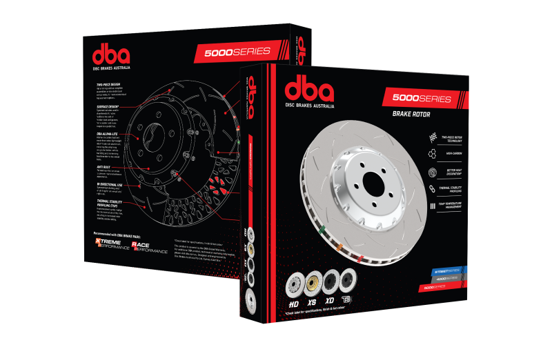 DBA 04-07 STi/2017 BRZ w/Perf. Pkg. 10 Hole Front Slotted 5000 Series 2/PC Rotor Assembled w/Blk Hat