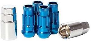 Wheel Mate Muteki SR48 Open End Locking Lug Nut Set of 4 - Burning Blue Neon 12x1.25 48mm