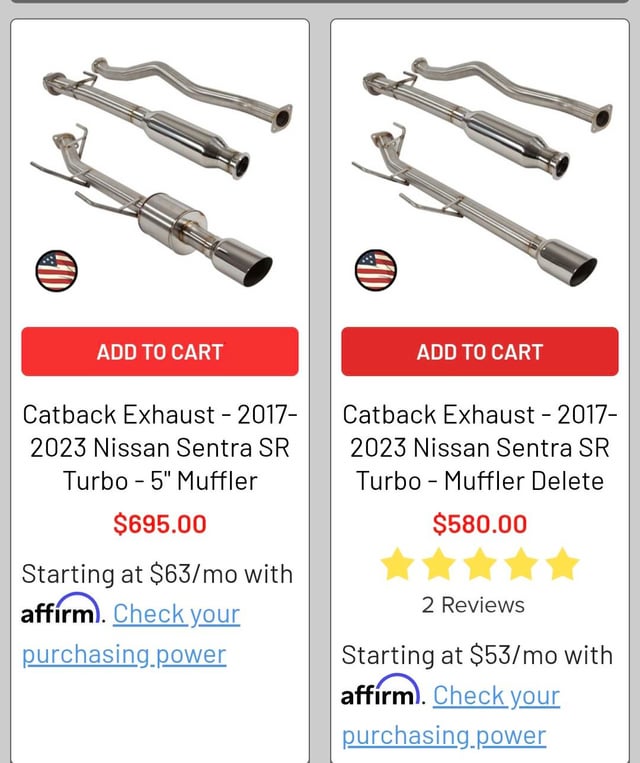 Catback Exhaust - 2017-2023 Nissan Sentra SR Turbo - 5" Muffler