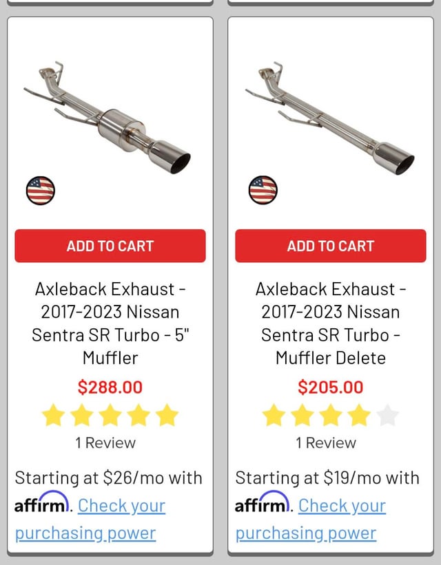 Axleback Exhaust - 2017-2023 Nissan Sentra SR Turbo - 5" Muffler
