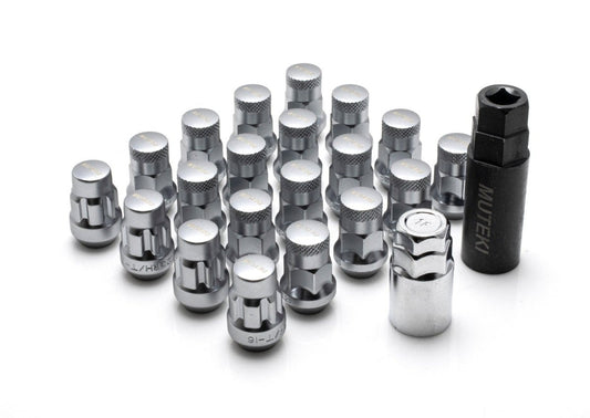 Wheel Mate Muteki SR35 Close End Lug Nuts w/ Lock Set - Satin Silver 12x1.50 35mm