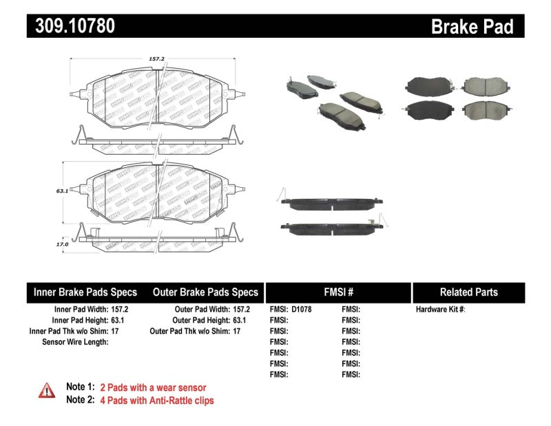 StopTech Performance 05-08 Legacy 2.5 GT Front Brake Pads