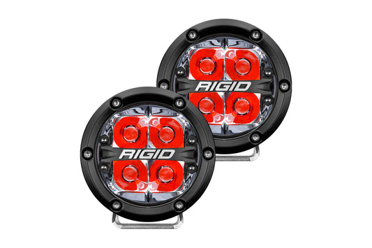 Rigid 360-Series LED Light: (4in / Spot / Red Backlight / Pair)