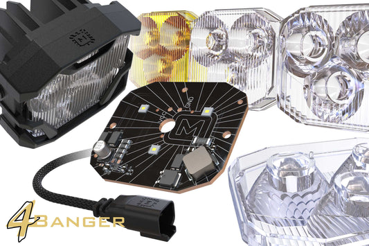 Morimoto 4Banger Ditch Light Kit: 14-18 Sierra 1500 (HXB Yellow Spot Beam)