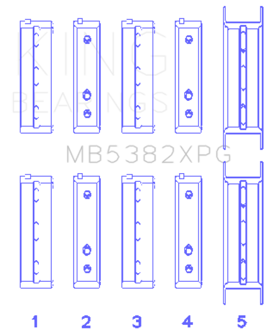 King Subaru EJ20/EJ22/EJ25 (For Thrust in #5 Position) .026 Oversized Tri-Metal Perf Main Bearing Se