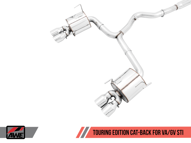 AWE Tuning Subaru 08-24+ WRX / 11-21 STI Sedan Touring Edition Exhaust - Chrome Silver Tip (102mm)