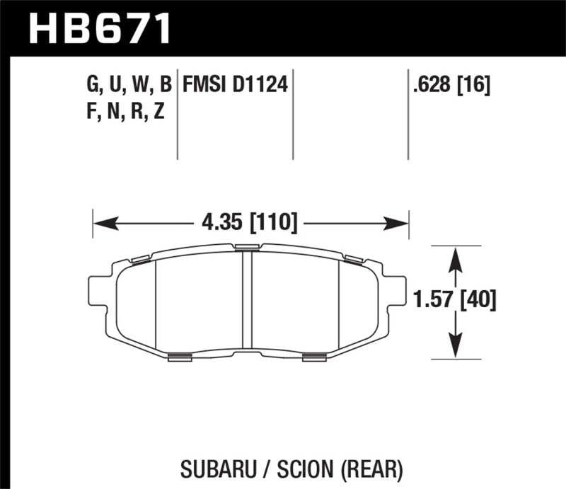 Hawk 13 Scion FR-S / 13 Subaru BRZ/10-12 Legacy 2.5 GT/3.6R DTC-70 Race Rear Brake Pads