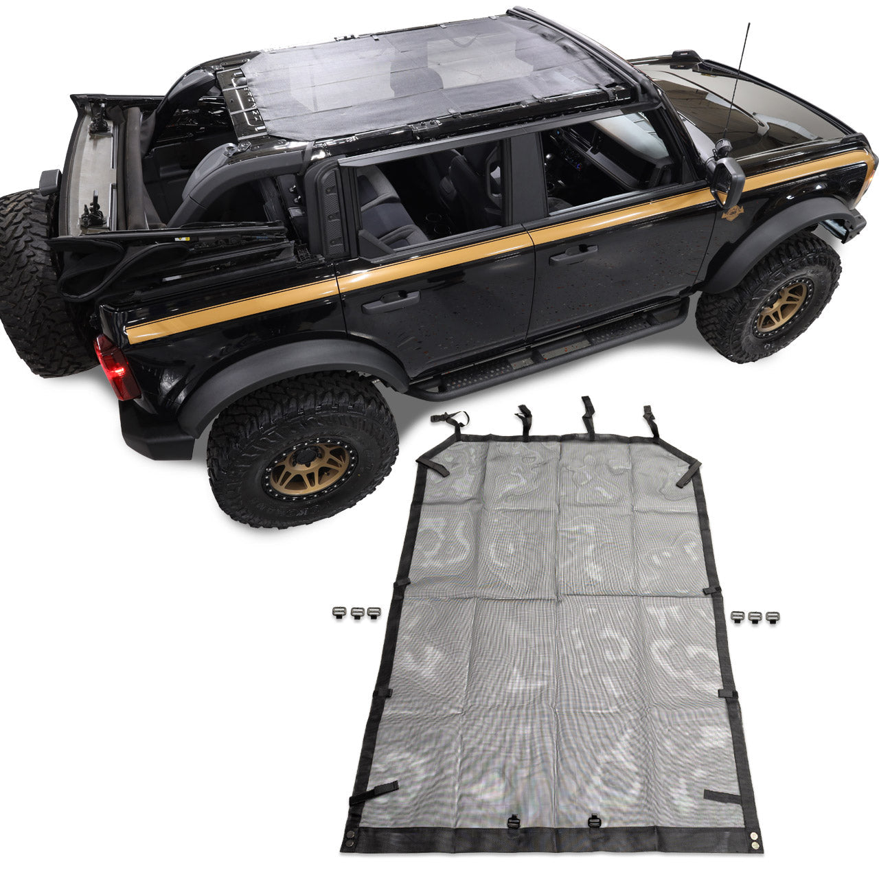 IAG I-Line Sunshade Top Only Mesh With Hook And Magnet 2021+ Ford Bronco Four Door