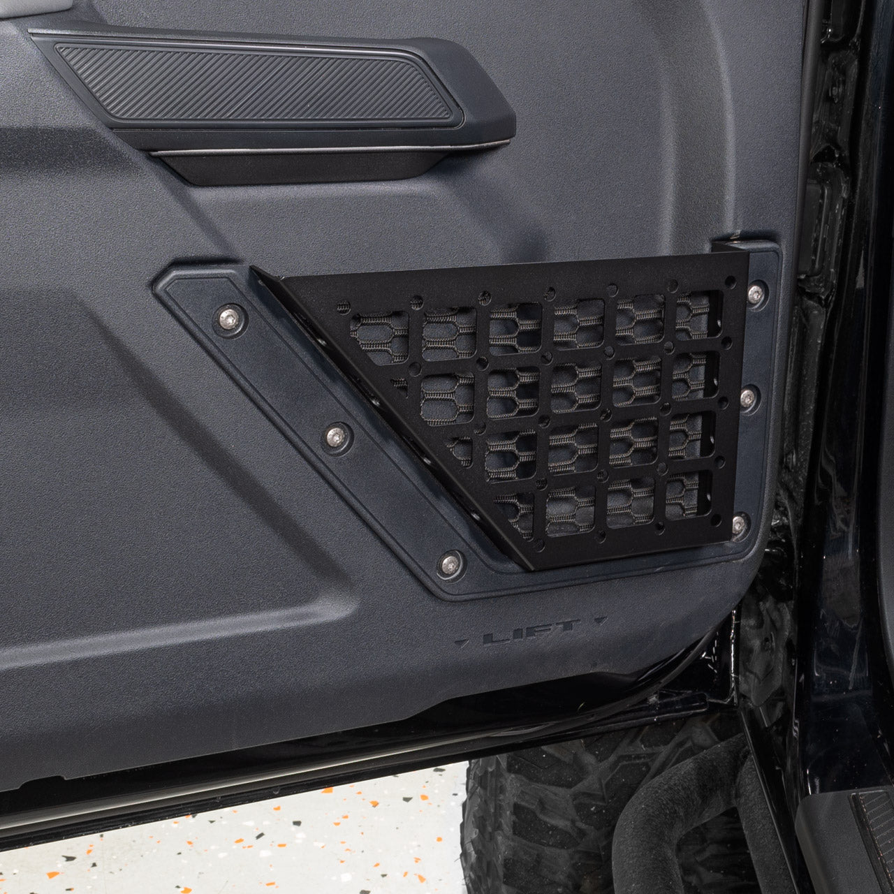 IAG I-Line Front Door Bin Black Steel Molle For 2021+ Ford Bronco