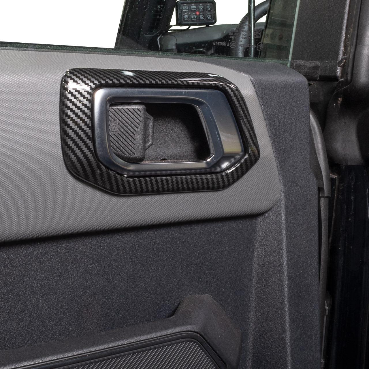 IAG I-Line 4pc Interior Door Handle Cover Gloss Carbon For 2021+ Ford Bronco Four Door