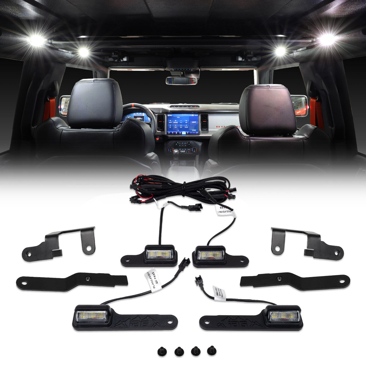 IAG Dome Light Kit For 2021+ Ford Bronco 4 Door Hardtop Only (Includes Brackets)