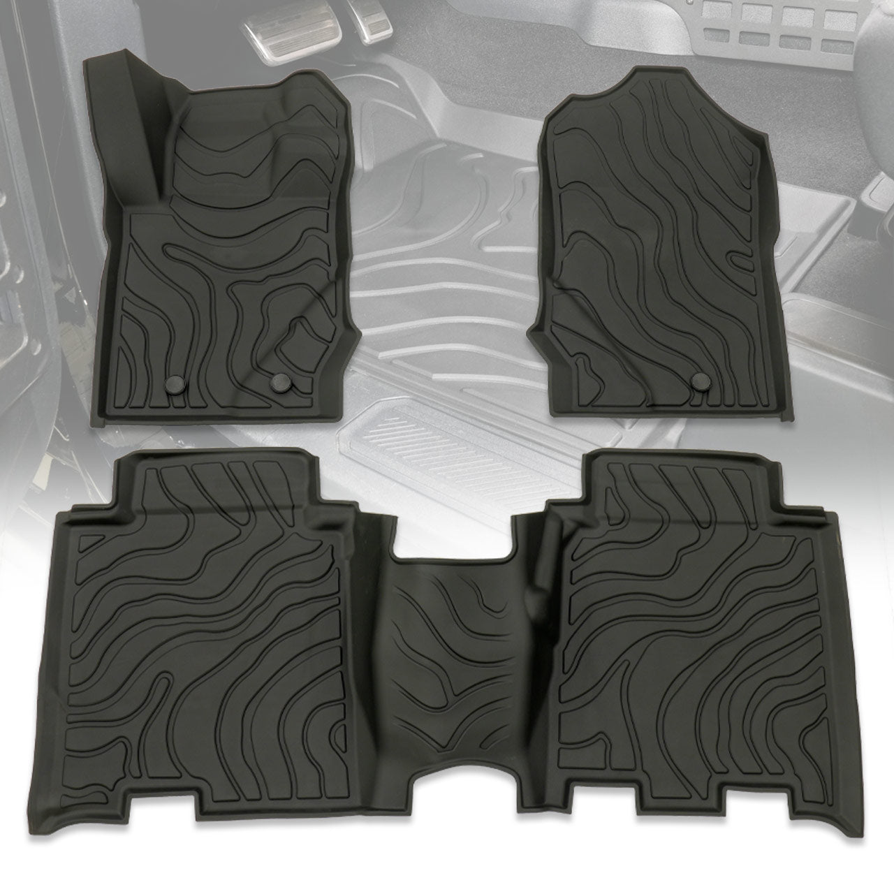 IAG I-Line TPE Terrain Pattern Molded Floor Mats For 2021+ Ford Bronco Four Door