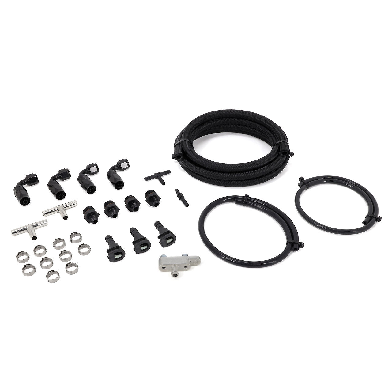 IAG Braided Fuel Line & Fitting Kit For IAG Top Feed Fuel Rails & OEM FPR For 08-14 WRX And 10-14 LGT.