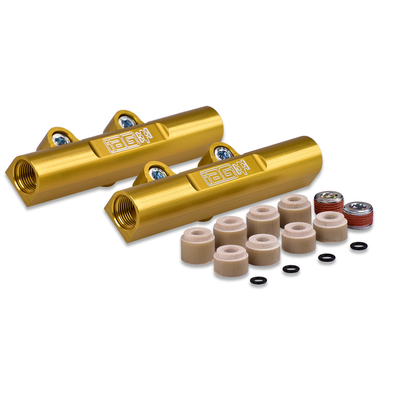 IAG PTFE Fuel System Kit W/ ID Injectors Aeromotive FPR IAG Fuel Rails For 08-14 WRX 08-21 STI (Gold)