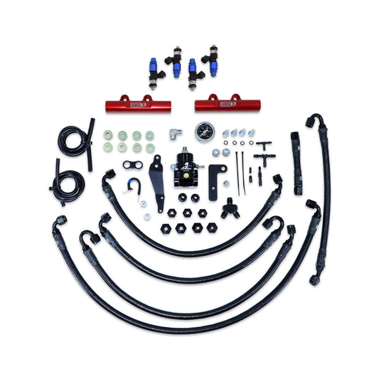 IAG PTFE Fuel System Kit W/ FIC Injectors Aeromotive FPR IAG Fuel Rails For 08-14 WRX 08-21 STI (Red)