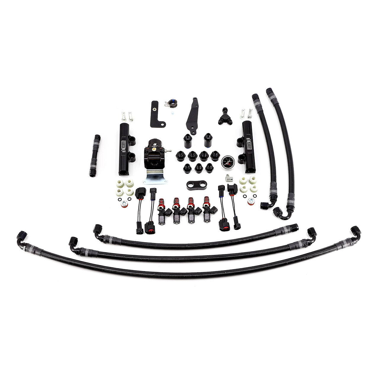 IAG PTFE Fuel System Kit With Injectors Lines FPR Fuel Rails For 2008-21 STI (Black/1050cc).