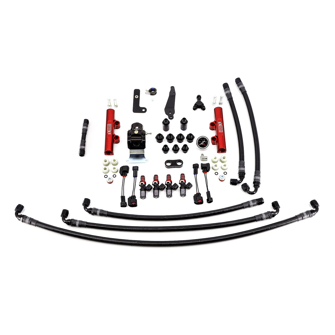 IAG PTFE Fuel System Kit With Injectors Lines FPR Fuel Rails For 2008-21 STI (Red/1050cc).