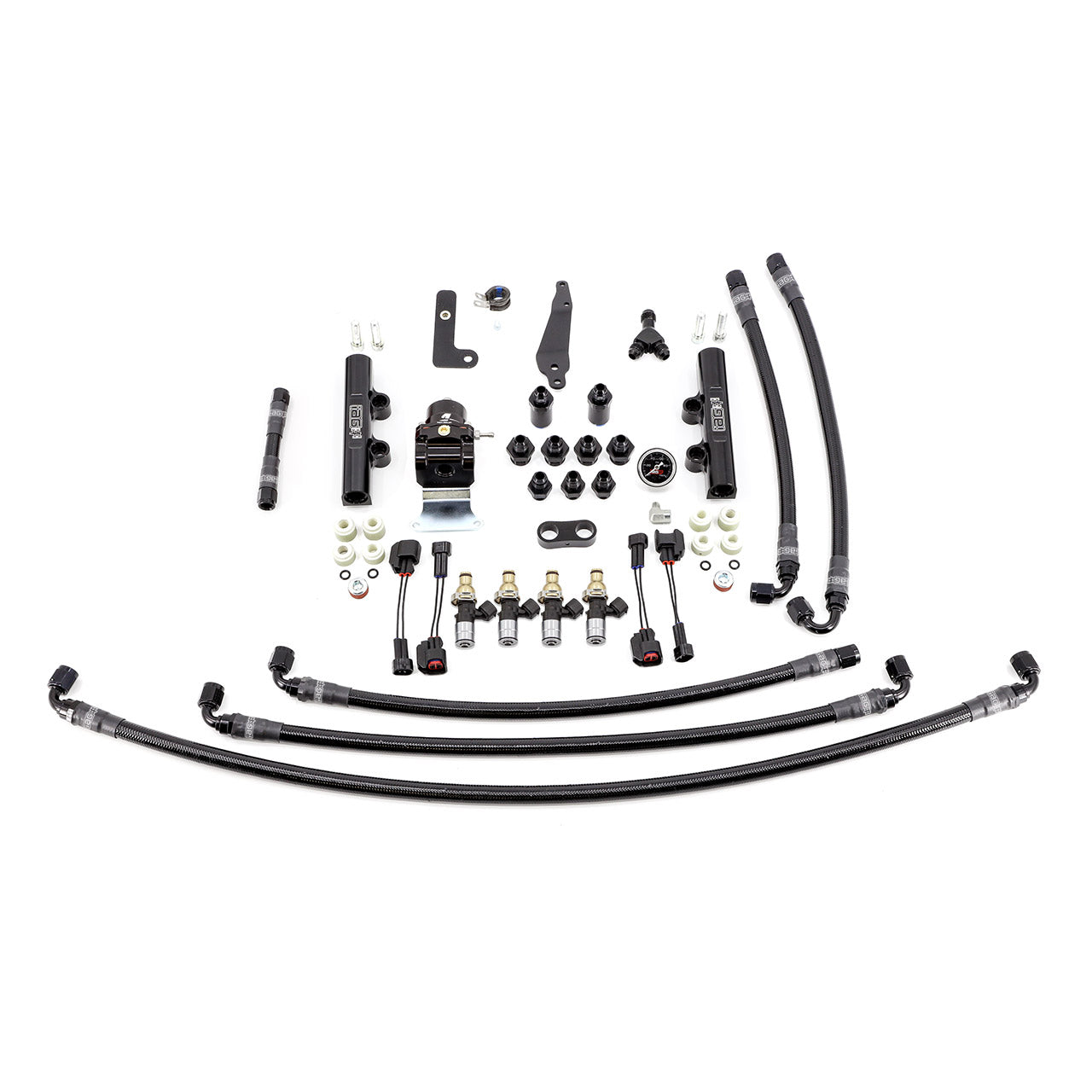 IAG PTFE Fuel System Kit With Injectors Lines FPR Fuel Rails For 2008-21 STI (Black/2600cc).