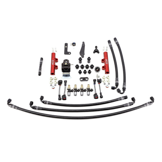 IAG PTFE Fuel System Kit With Injectors Lines FPR Fuel Rails For 2008-21 STI (Red/2600cc).