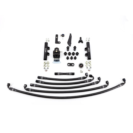 IAG PTFE Fuel System Kit With Lines FPR And Fuel Rails For 08-21 Subaru STI (Black).