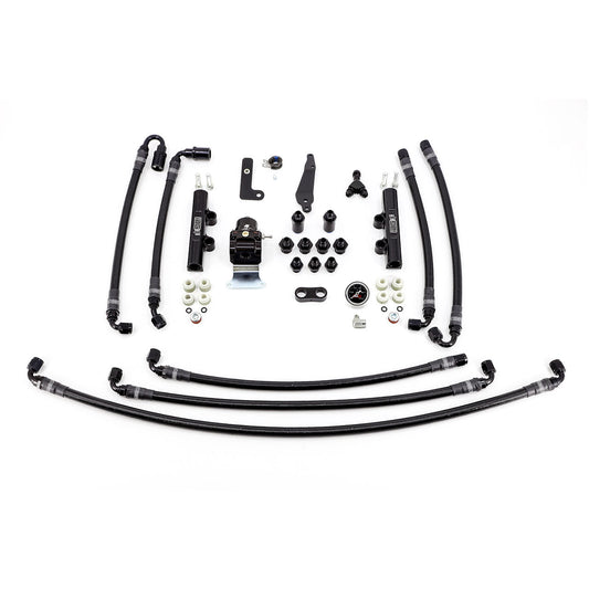 IAG PTFE Flex Fuel System Kit With Lines FPR And Black Fuel Rails For 2008-21 Subaru STI.