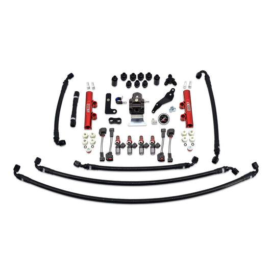 IAG PTFE Fuel System Kit With Injectors Lines FPR Fuel Rails For 2008-14 WRX (Red/1050cc).