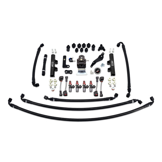 IAG PTFE Fuel System Kit With Injectors Lines FPR Fuel Rails For 2008-14 WRX (Black/1300cc).