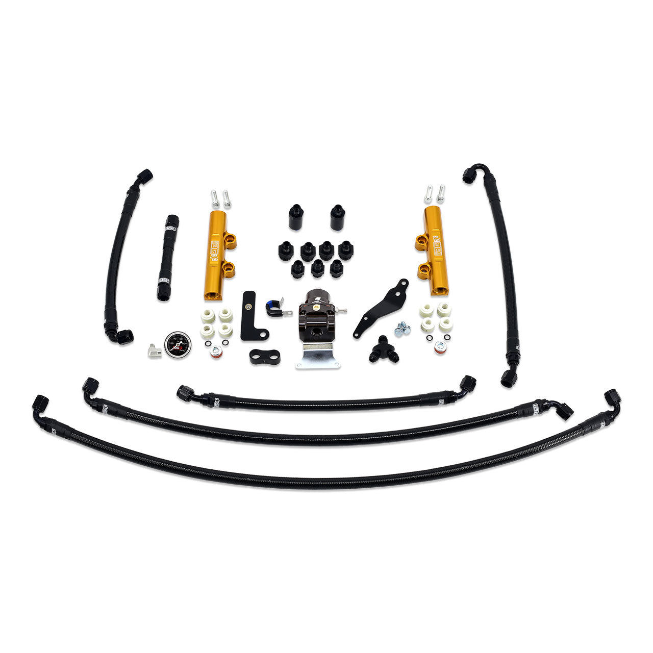 IAG Performance PTFE Fuel System Kit With Lines FPR Gold Fuel Rails For 2008-14 WRX.