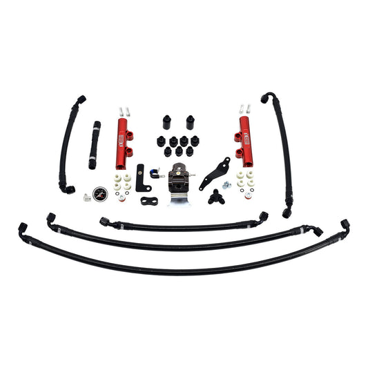 IAG Performance PTFE Fuel System Kit With Lines FPR Red Fuel Rails For 2008-14 WRX.