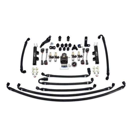 IAG PTFE Flex Fuel System Kit With Injectors Lines FPR Fuel Rails For 08-14 WRX (Black/2600cc).