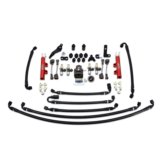 IAG PTFE Flex Fuel System Kit With Injectors Lines FPR Fuel Rails For 08-14 WRX (Red/2600cc).