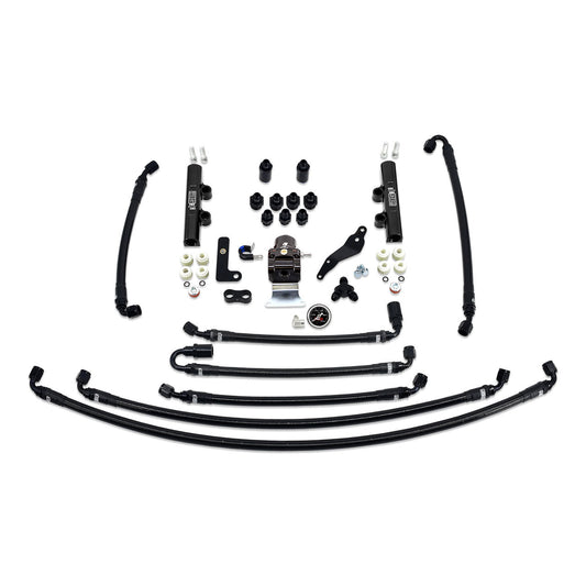 IAG PTFE Flex Fuel System Kit With Lines FPR Black Fuel Rails For 08-14 WRX.