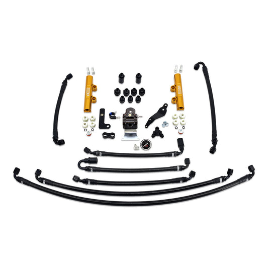 IAG PTFE Flex Fuel System Kit With Lines FPR Gold Fuel Rails For 08-14 WRX.