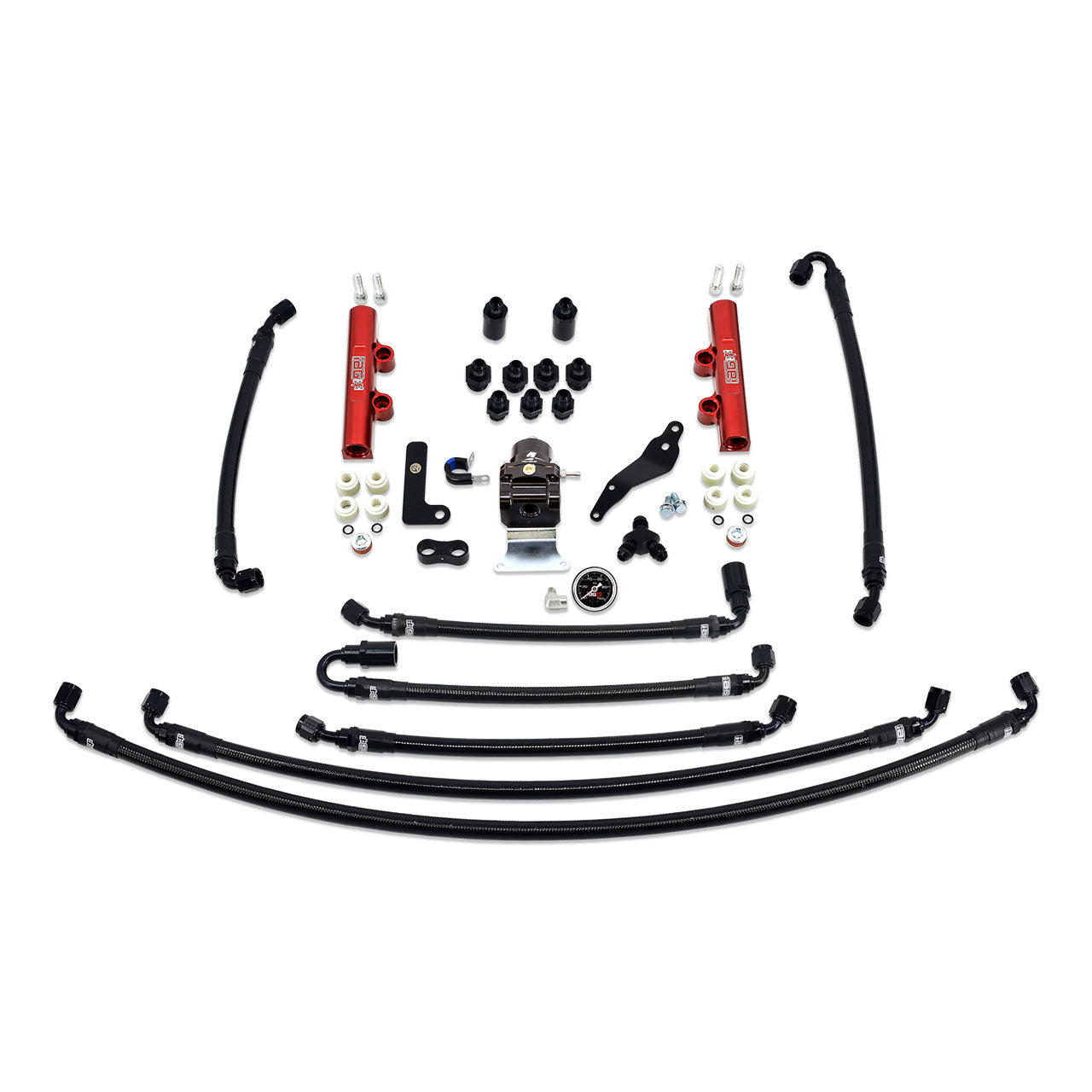 IAG PTFE Flex Fuel System Kit With Lines FPR Red Fuel Rails For 08-14 WRX.