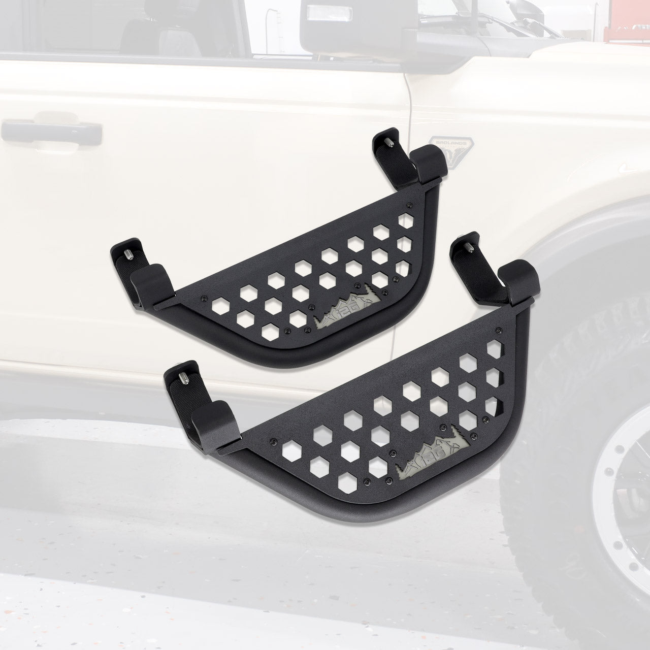 IAG V1 EZ-Step Add-on For 2021+ Ford Bronco 2 Door - Stainless Steel Logo (1 Pair)