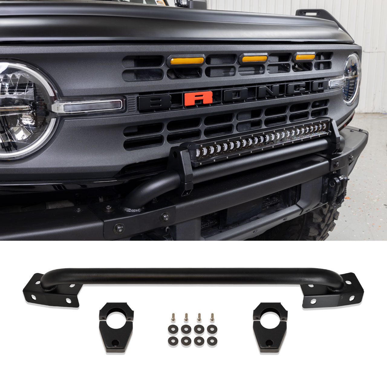 IAG I-Line Mini Bull Bar With Long Light Bar Mount For 2021+ Ford Bronco W/Modular Bumper